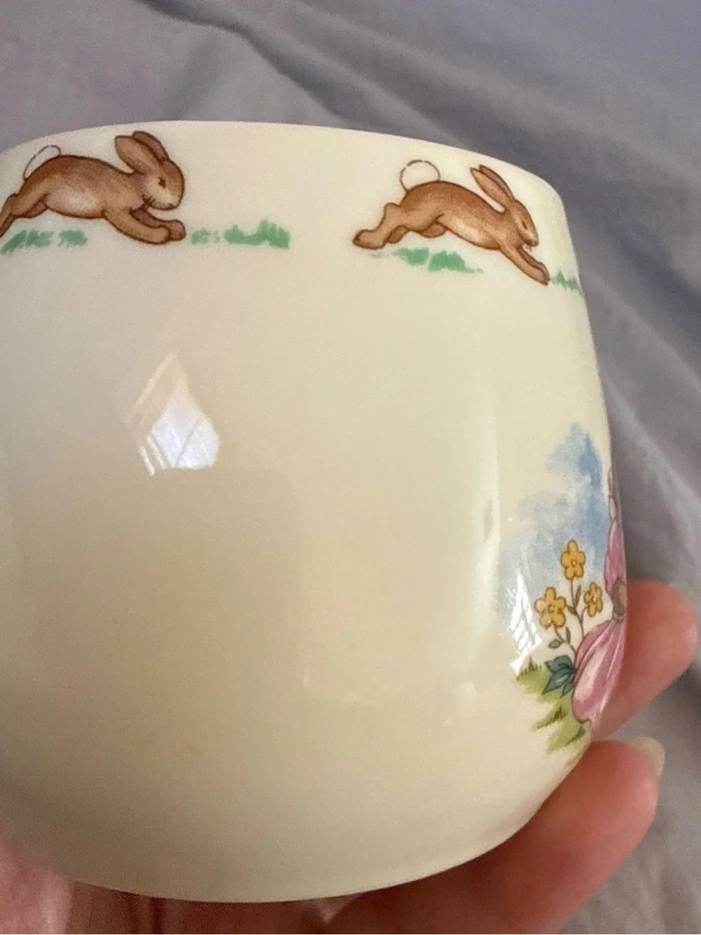 Royal Doulton Ceramic Bunny Mug with Pastel Spring Illustration
